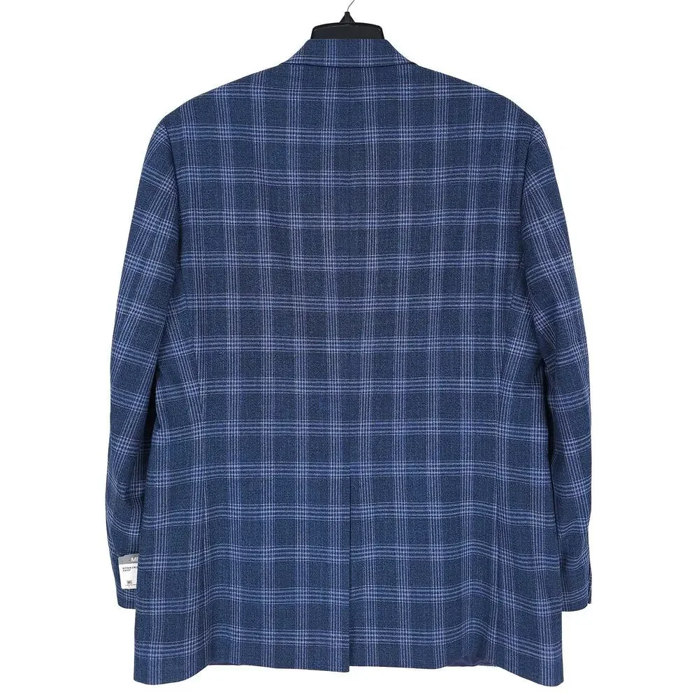 Michael Kors Mens Classic Fit Sport Coat Blazer 42S Blue Plaid Stretch NWT